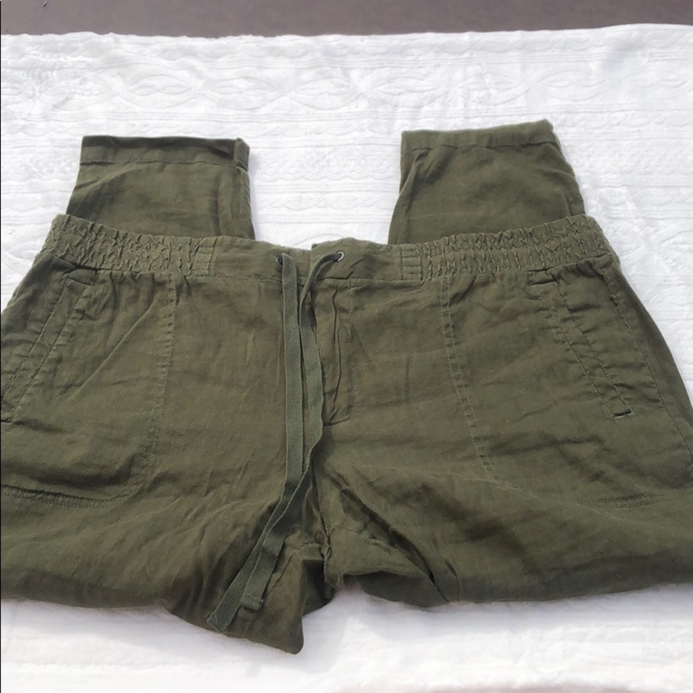 Lou & Grey Green Linen tapered ankle pants XL -NWT